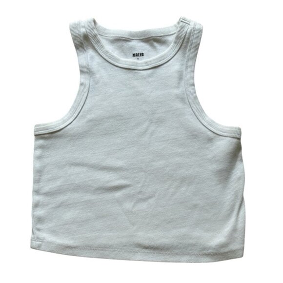 Anthropologie Tops - Maeve by Anthropologie White Ribbed Tank Top Size Small